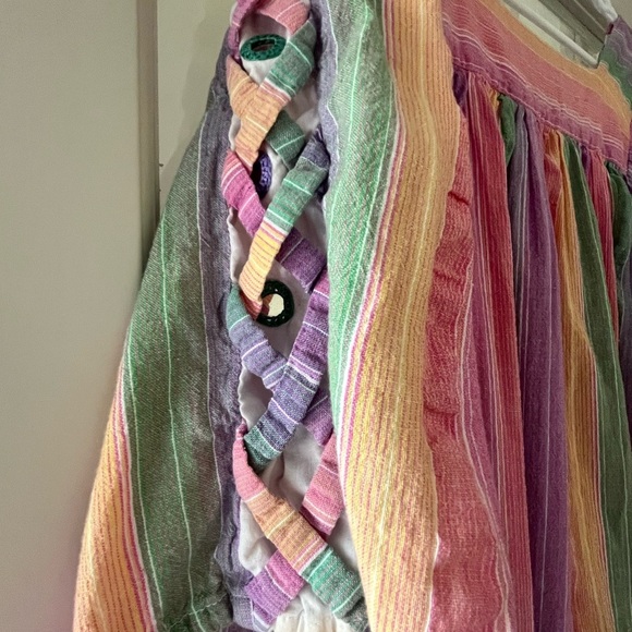 Vintage Ramona Rull 70’s Caftan Cotton Rainbow Dress No Size‎ Boho - Picture 4 of 13